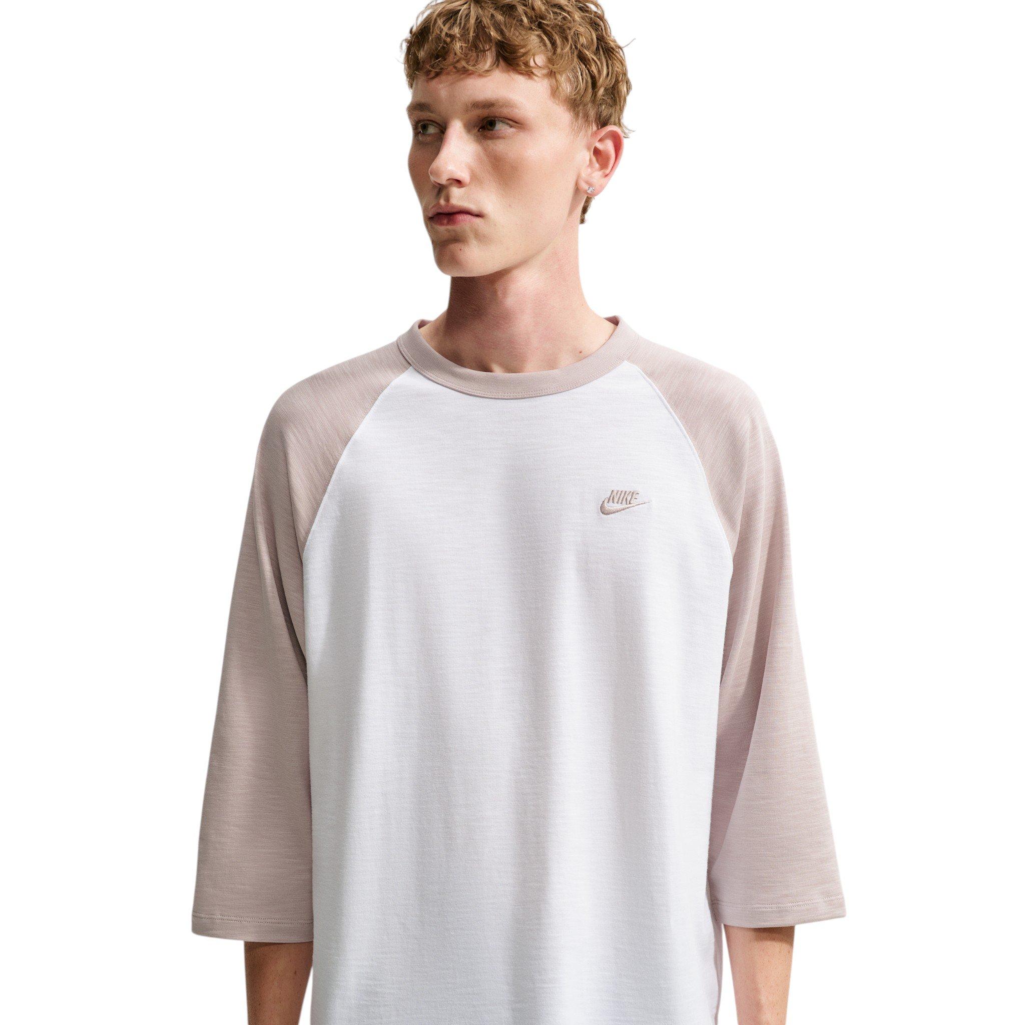 Nike Men's Sportswear Club 3/4-Sleeve Raglan Top - Moon Particle/White/Moon Particle - MOON/WHITE/MOON